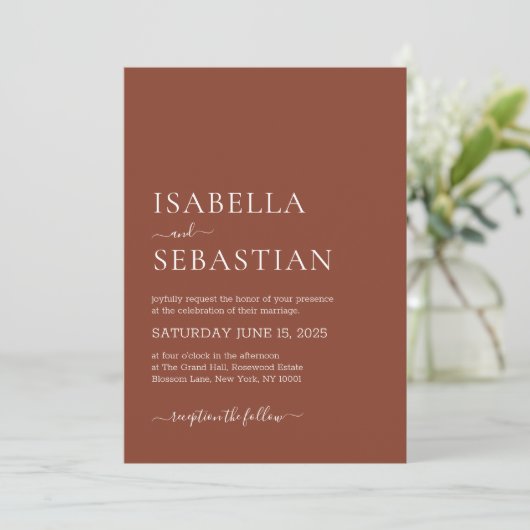 Invitation Wedding Simple Burnt Sienna (Debout devant)