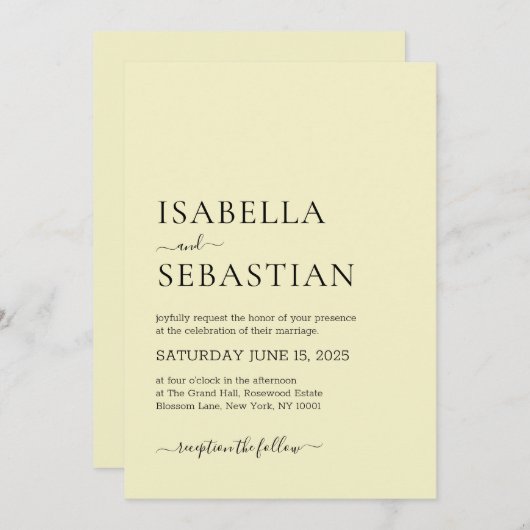 Invitation Wedding Simple Light Khaki (Devant / Derrière)