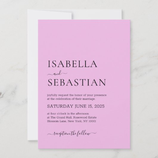 Invitation Wedding Simple Light Pink (Devant)