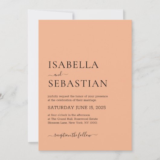 Invitation Wedding Simple Light Salmon (Devant)