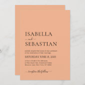 Invitation Wedding Simple Light Salmon (Devant / Derrière)