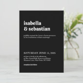 Invitation Wedding Simple Modern Black Retro Font (Debout devant)