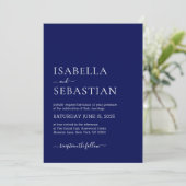 Invitation Wedding Simple Modern Dark Blue (Debout devant)
