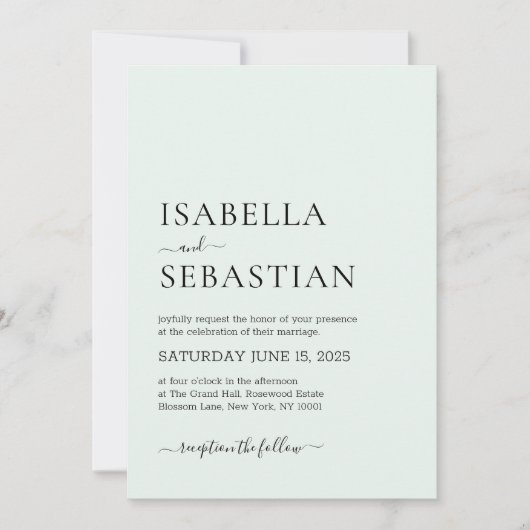Invitation Wedding Simple Modern Honey Dew (Devant)