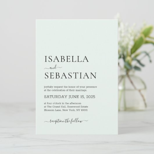 Invitation Wedding Simple Modern Honey Dew (Debout devant)