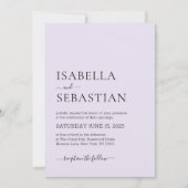 Invitation Wedding Simple Modern Lavender (Devant)