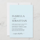 Invitation Wedding Simple Modern Light Cyan (Devant)