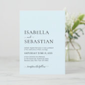 Invitation Wedding Simple Modern Light Cyan (Debout devant)