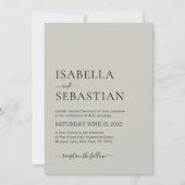 Invitation Wedding Simple Modern Light Gray (Devant)