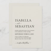 Invitation Wedding Simple Modern Linen Ivory (Devant / Derrière)