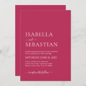 Invitation Wedding Simple Modern Medium Violet Red (Devant / Derrière)