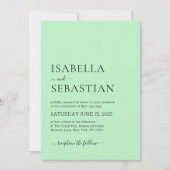 Invitation Wedding Simple Modern Pale Green (Devant)