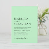 Invitation Wedding Simple Modern Pale Green (Debout devant)