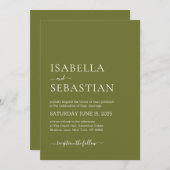 Invitation Wedding Simple Olive Drab (Devant / Derrière)