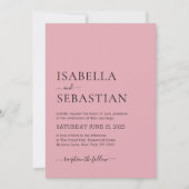 Invitation Wedding Simple Pastel Pink (Devant)