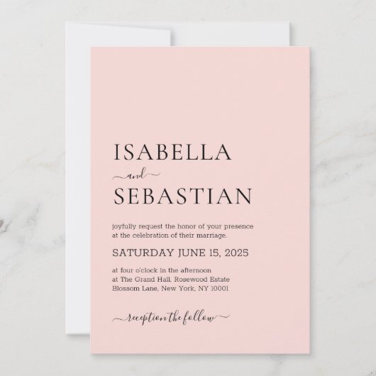 Invitation Wedding Simple Peach Blossom (Devant)