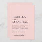 Invitation Wedding Simple Peach Blossom (Devant / Derrière)
