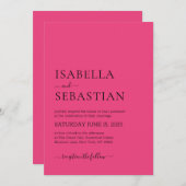 Invitation Wedding Simple Rose Red (Devant / Derrière)