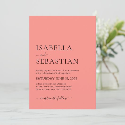 Invitation Wedding Simple Salmon (Debout devant)