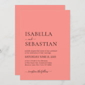 Invitation Wedding Simple Salmon (Devant / Derrière)