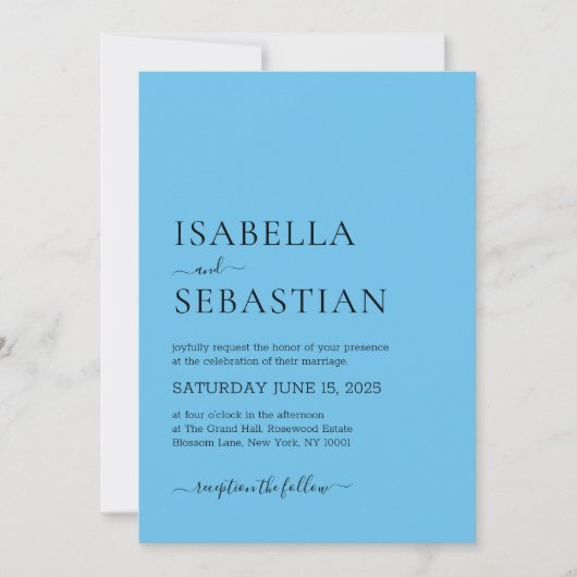 Invitation Wedding Simple Sky Blue (Devant)