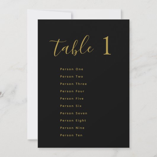 Invitation Wedding Table Seating Chart Cards | Gold on Black (Devant)