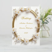 Invitation Wedding White Gold Modern Sophisticated Classy (Debout devant)