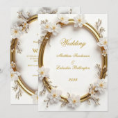 Invitation Wedding White Gold Modern Sophisticated Classy (Devant / Derrière)