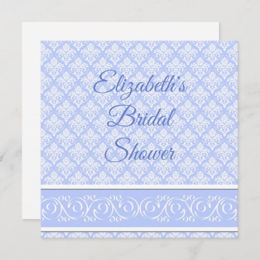 Invitation - Wedgewood Blue Damask (Devant / Derrière)