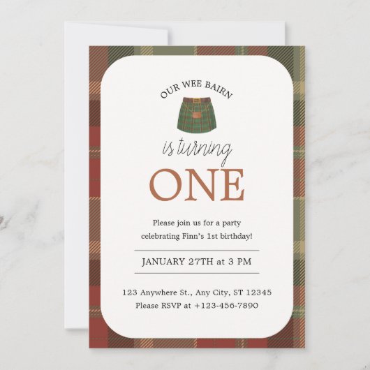 Invitation Wee Bairn Anniversaire (Devant)