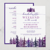 Invitation Week-End À La Bois Purple Bachelorette Party (Devant / Derrière)