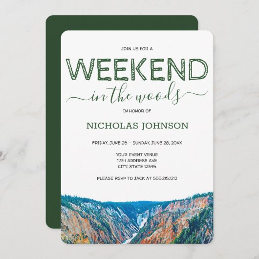 Invitation Week-end à la Woods Bachelor Party (Devant / Derrière)
