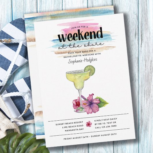Invitation Week-end à Shore Margarita Hibiscus Bachelorette
