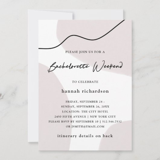 Invitation Week-end abstrait de Bachelorette d'aquarelle du (Devant)