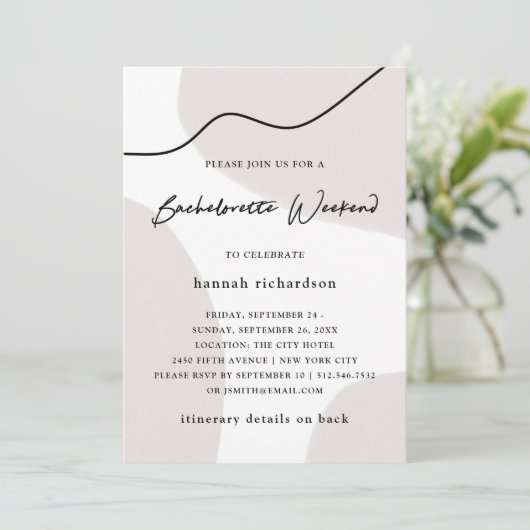 Invitation Week-end abstrait de Bachelorette d'aquarelle du (Debout devant)