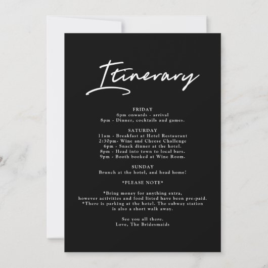 Invitation Week-end abstrait de Bachelorette d'aquarelle du (Dos)