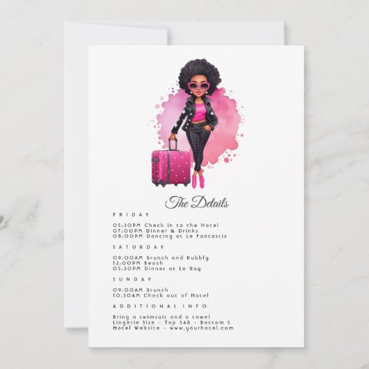 Invitation Week-end afro-américain de bachelorette (Dos)