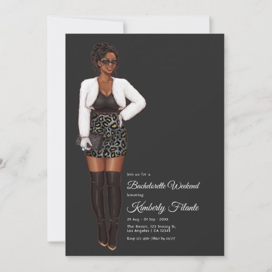 Invitation Week-end afro-américain de bachelorette (Devant)