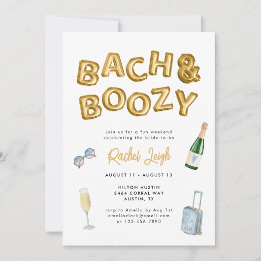 Invitation Week-end Bach & Boozy Bachelorette (Devant)