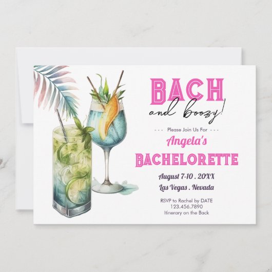 Invitation Week-end Bach et Boozy Bachelorette (Devant)