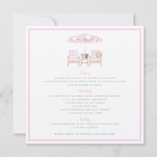 Invitation Week-end Cabana Rose + Itinéraire (Dos)