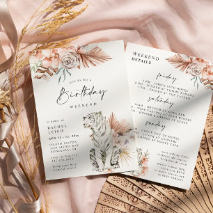 Invitation Week-end d'anniversaire des Tigres Boho Tropicaux
