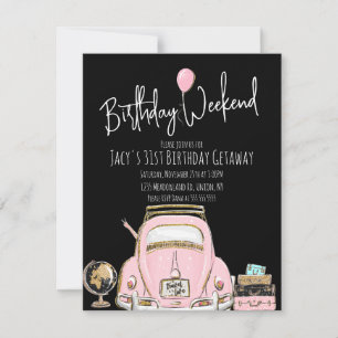 Invitation Week-end d'anniversaire Voyage Anniversaire Paille