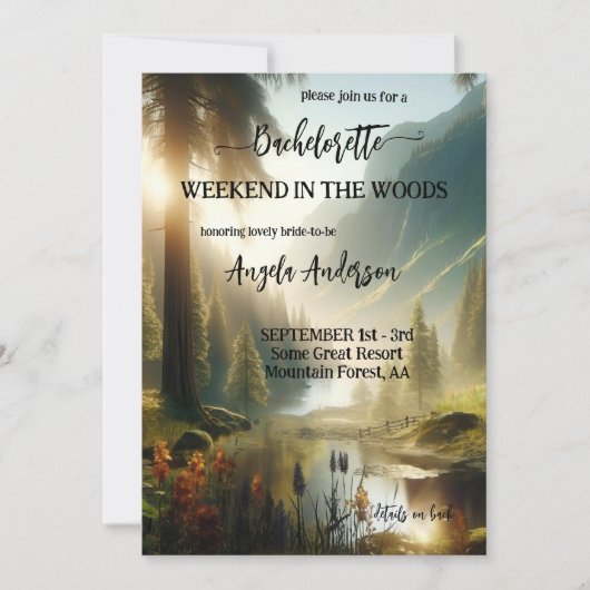 Invitation Week-end dans la Bachelorette Woods (Devant)