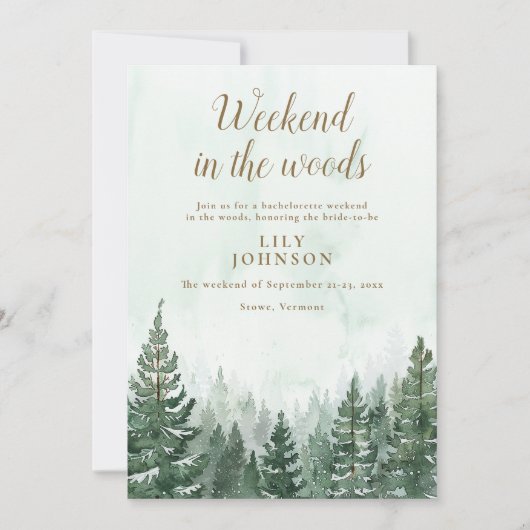Invitation Week-End Dans La Forêt Rustique Boisée Bachelorett (Devant)