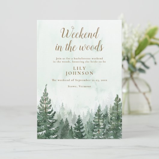 Invitation Week-End Dans La Forêt Rustique Boisée Bachelorett (Debout devant)
