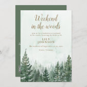 Invitation Week-End Dans La Forêt Rustique Boisée Bachelorett (Devant / Derrière)