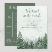 Invitation Week-End Dans La Forêt Rustique Boisée Bachelorett (Devant / Derrière)