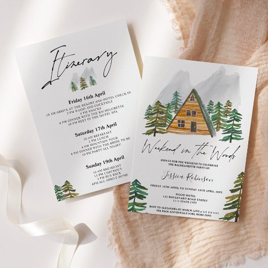 Invitation Week-end dans le bois enterrement de vie de jeune