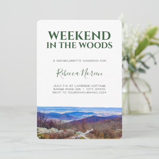 Invitation Week-end dans le Woods Bachelorette Party Invitati (Debout devant)